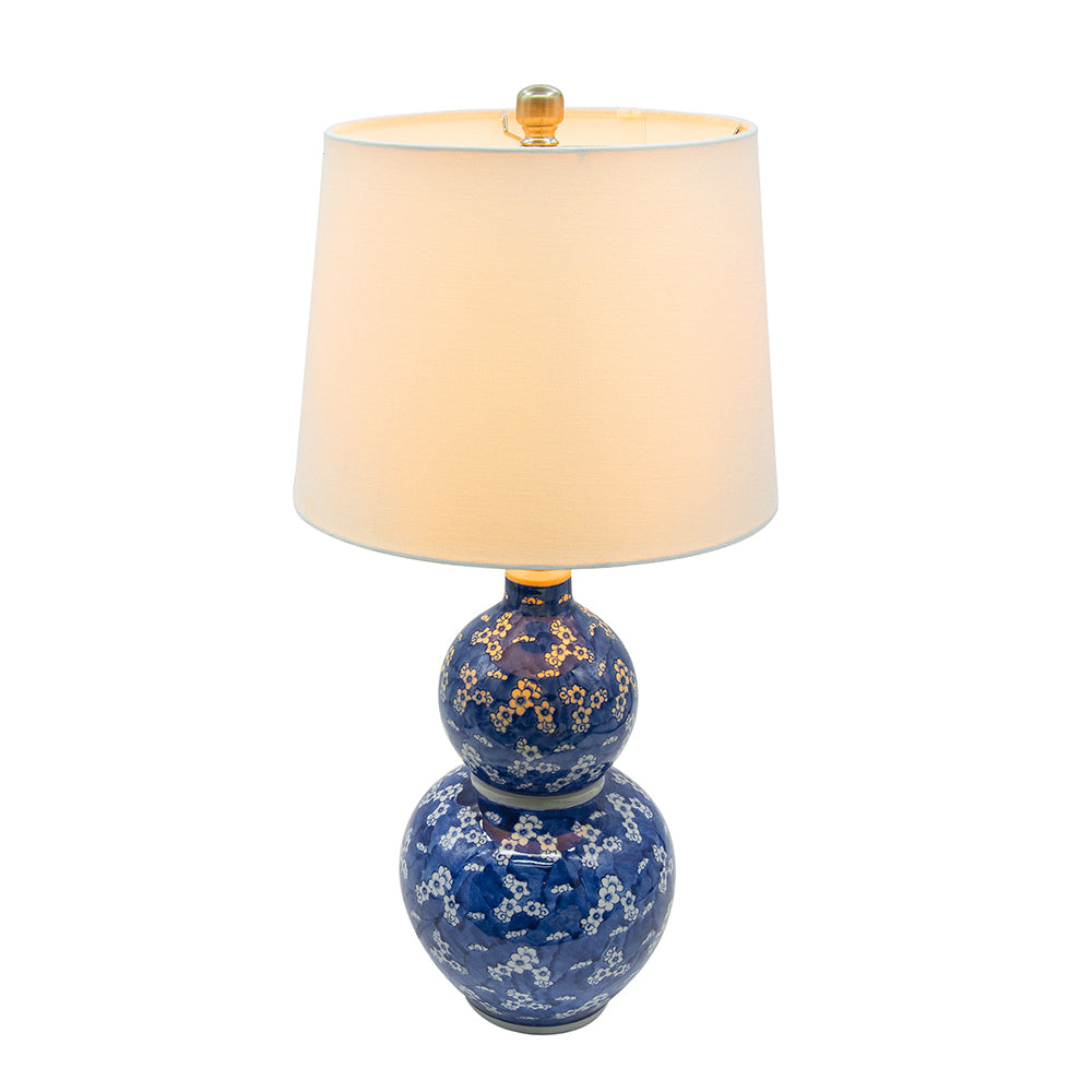 D13x25.7' Blue and White Round Two-Tiered Ceramic Vase Lamp by HouseOfZazla on Tampa Home & Garden Store