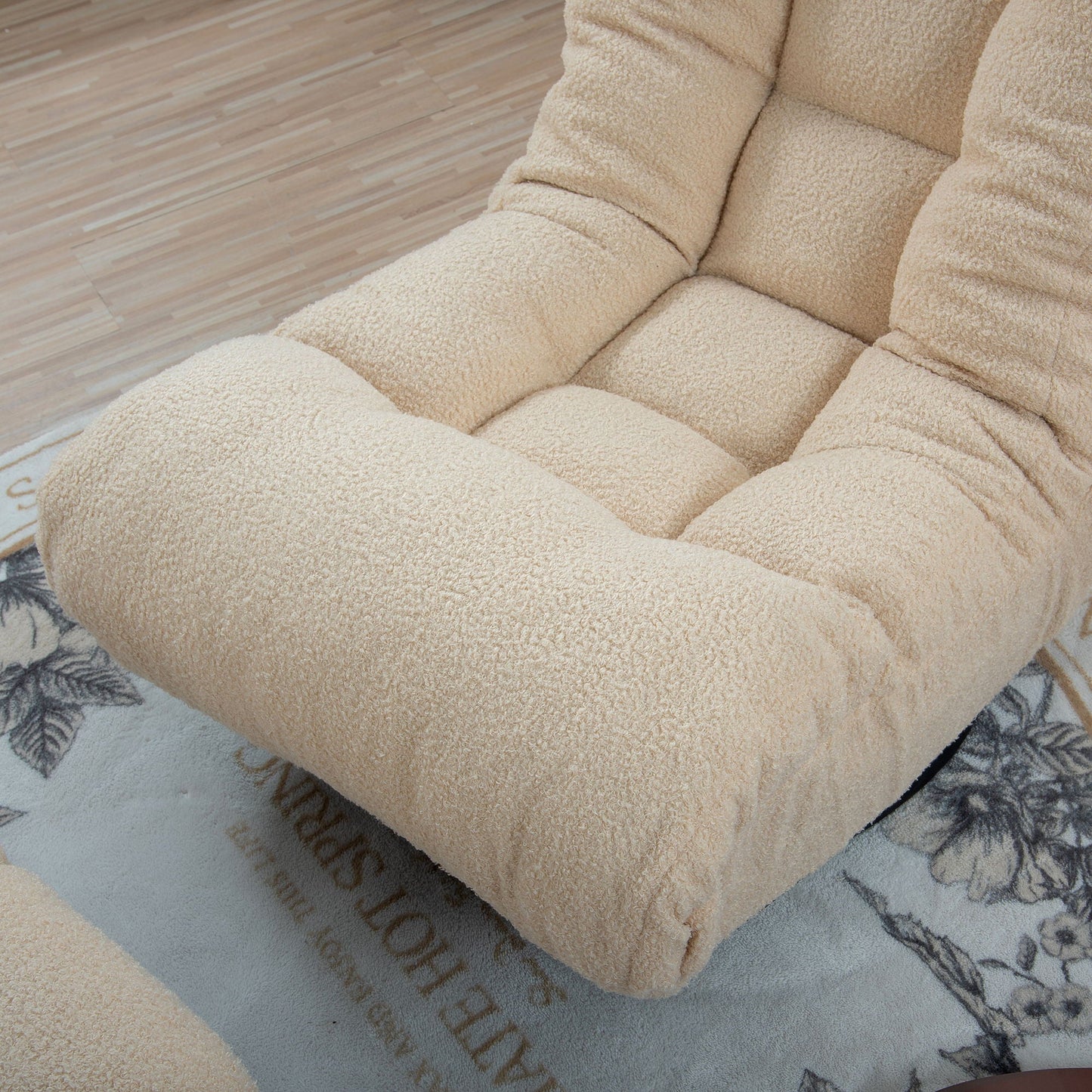 Adjustable Japanese reclining floor chair in beige boucle upholstery by HouseOfZazla on Tampa Home & Garden Store