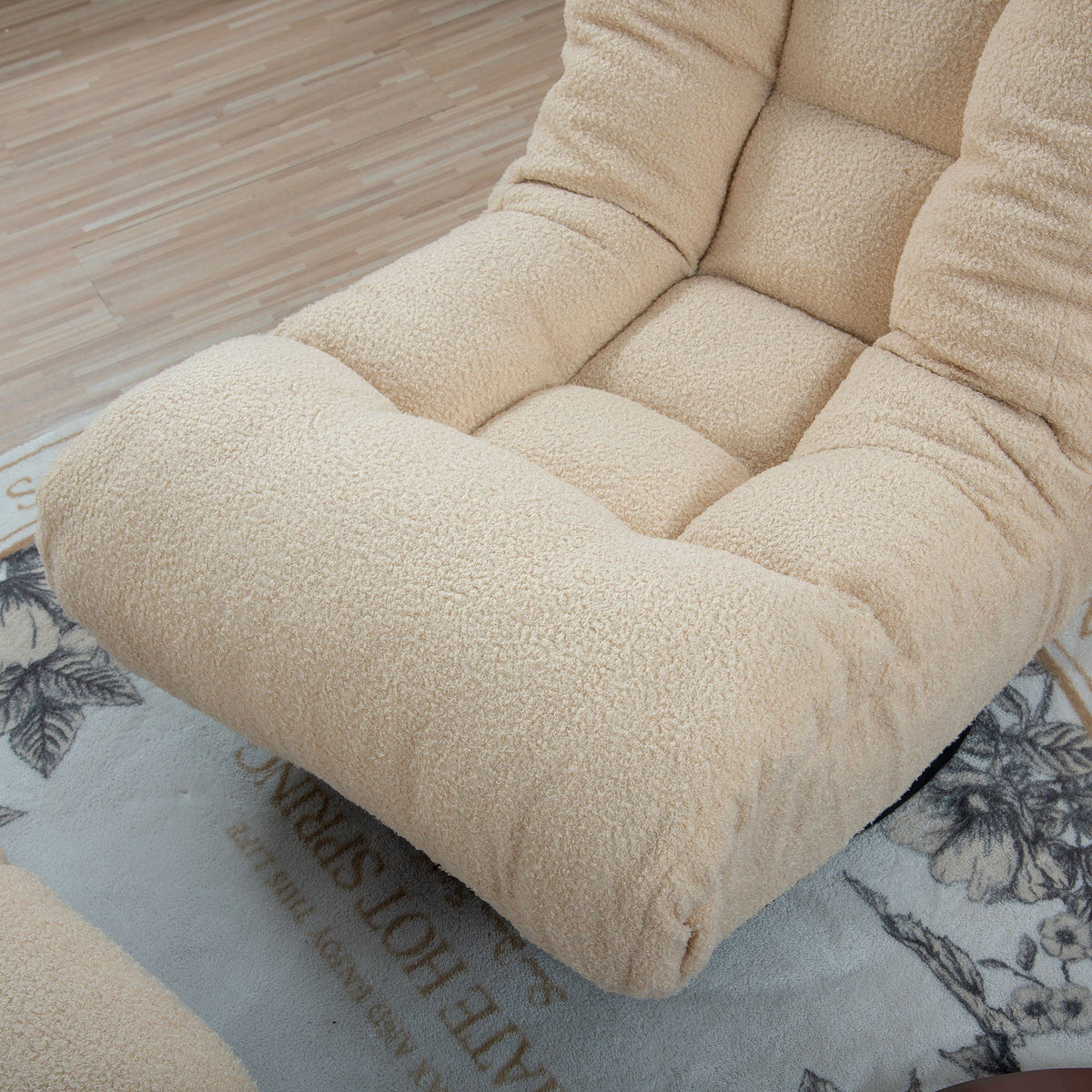 Adjustable Japanese reclining floor chair in beige boucle upholstery by HouseOfZazla on Tampa Home & Garden Store
