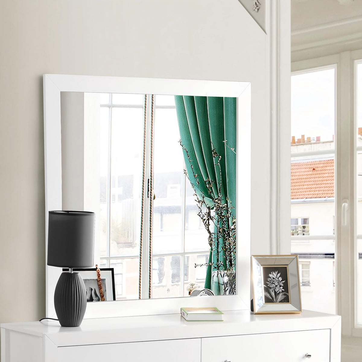 Burlington white wood-frame wall mirror modern design transitional by HouseOfZazla on Tampa Home & Garden Store