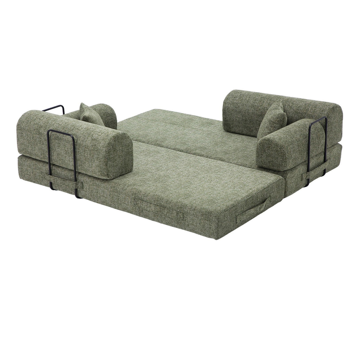 Modern Two Tone Fabric Sofa and Convertible Bed