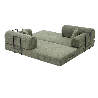 Modern Two Tone Fabric Sofa and Convertible Bed