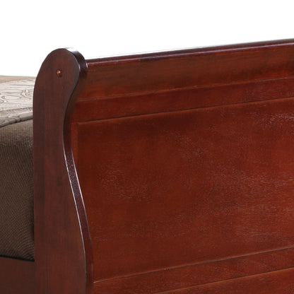 Elegant trundle bed frame by HouseOfZazla in dark cherry wood with curved side panel on Tampa Home & Garden Store