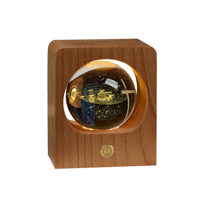 Beech wood crystal ball nightlight with 3D laser engraving elk jellyfish on Tampa Home & Garden Store