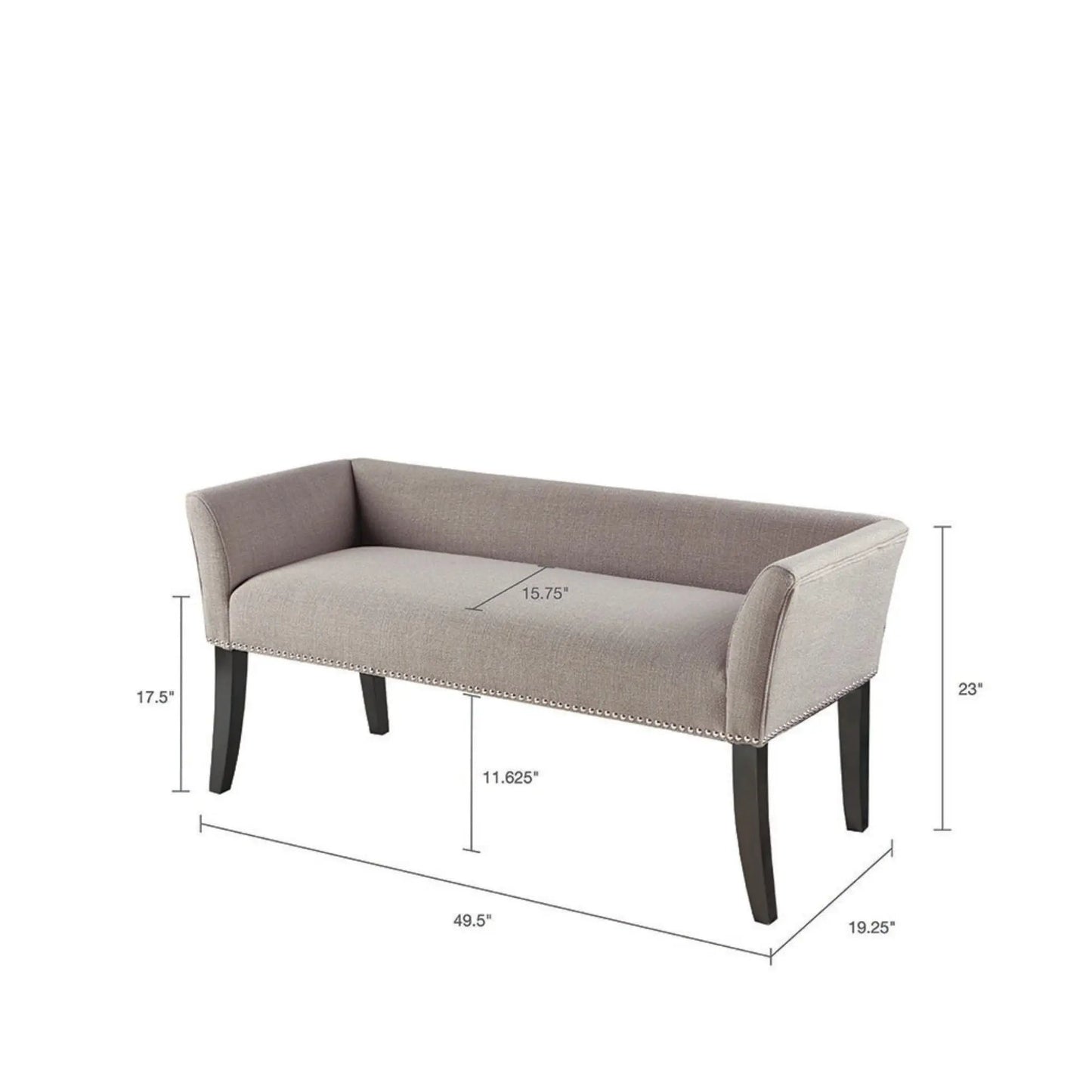 Elegant Bench with Solid Wood Frame Nailhead Trim