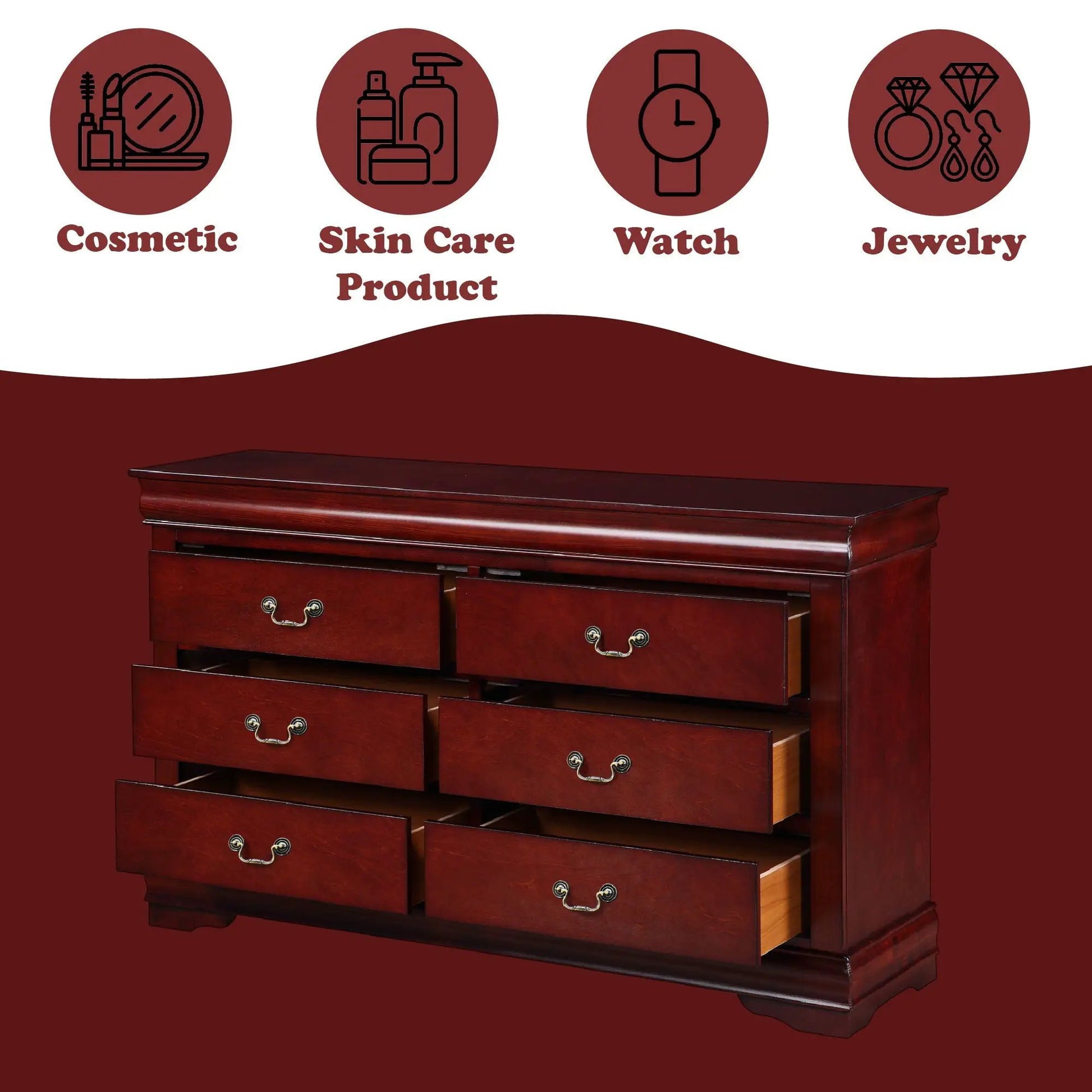 Dresser Louis Philippe Sleek Design in cherry wood with multiple drawers by Unique Piece Furniture on Tampa Home & Garden Store