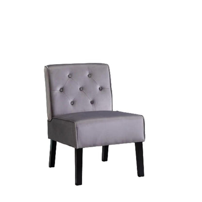 Reese armless tufted chair set of 2 in lavender velvet with diamond back and black legs on Tampa Home & Garden Store