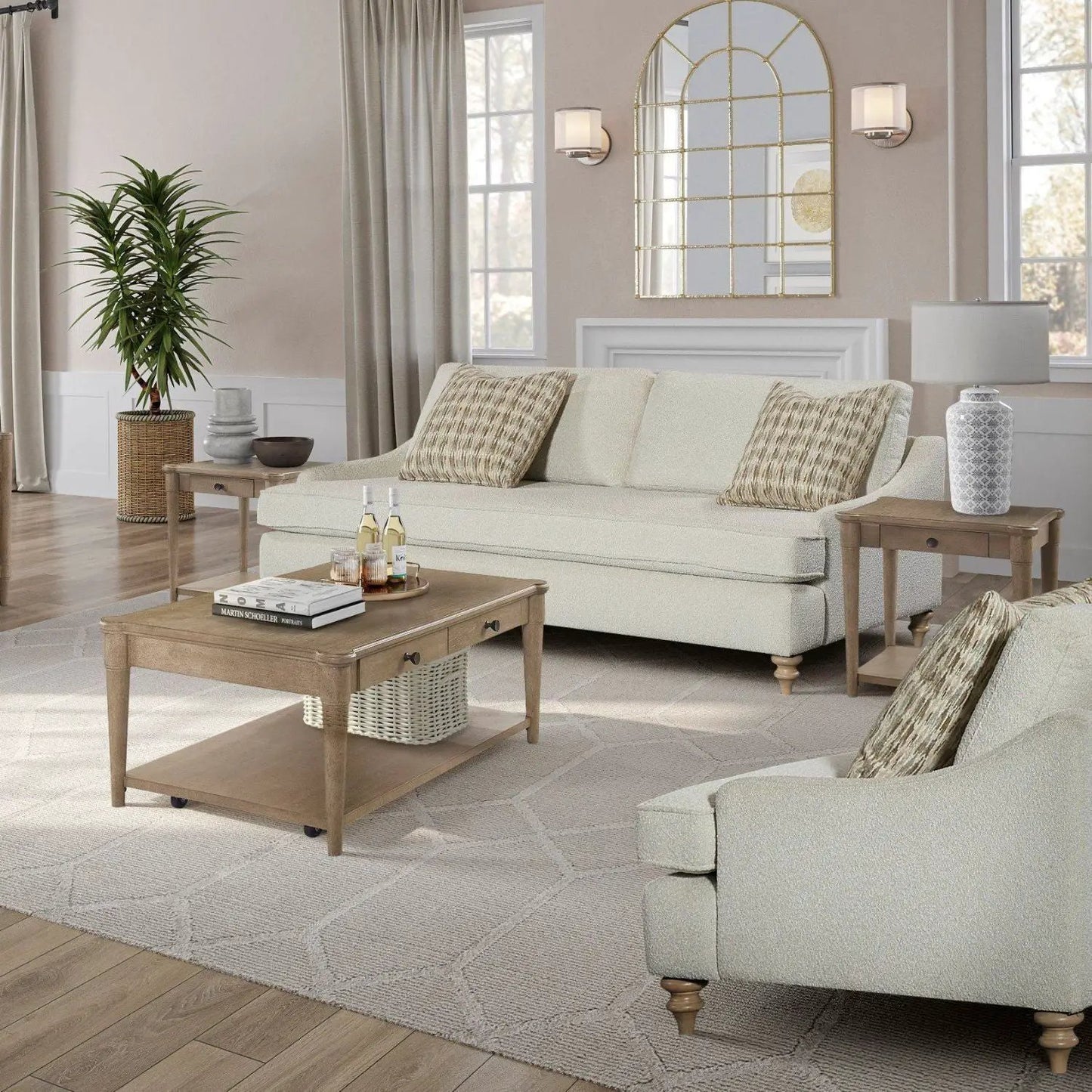 Sofa Single Reverable Cushion With 2 Pillows off white beige cushions Unique Piece Furniture on Tampa Home & Garden Store
