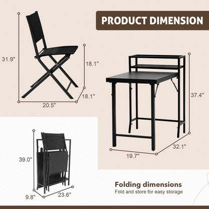 Black Folding Patio Bistro Set and Sling Chairs