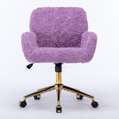 Office Chair with Rabbit Hair and Metal Base