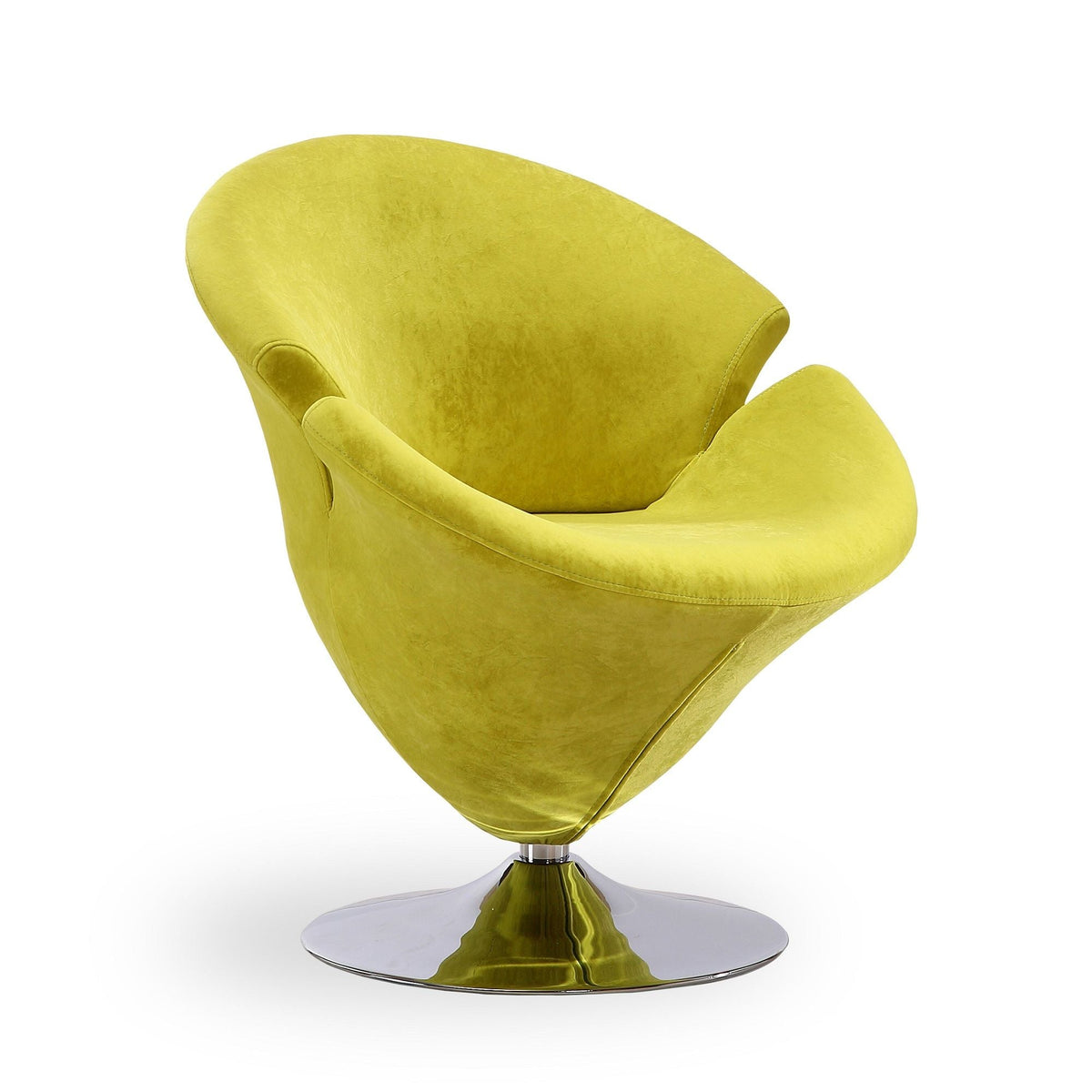 Tulip swivel lounge chair yellow velvet with chrome pedestal base 360° rotation on Tampa Home & Garden Store