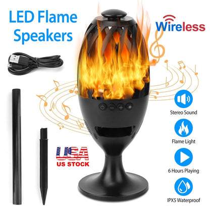 GemGear LED Flame Speaker Torch wireless waterproof outdoor stereo with flickering flame on Tampa Home & Garden Store