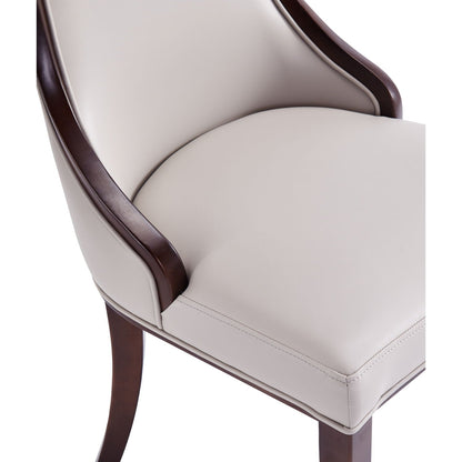 Grand dining chair set with beige leather upholstery and dark beech wood frame on Tampa Home & Garden Store
