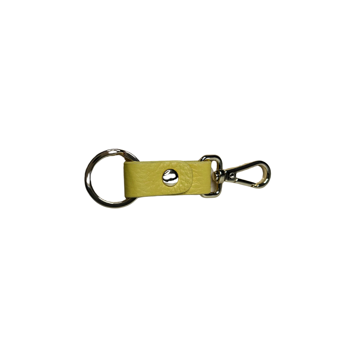 Sophia Full-Grain Leather Key Ring yellow-tan leather with metal hardware MiamiLeathers.com on Tampa Home & Garden Store