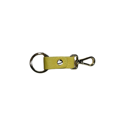 Sophia Full-Grain Leather Key Ring yellow-tan leather with metal hardware MiamiLeathers.com on Tampa Home & Garden Store