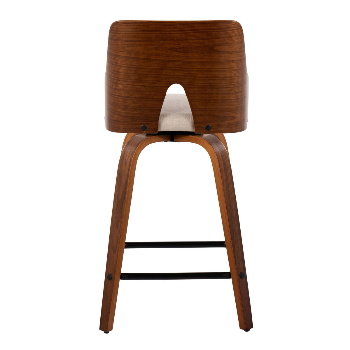 Ariana mid-century counter stools set of 2 in walnut wood with curved back and legs on Tampa Home & Garden Store