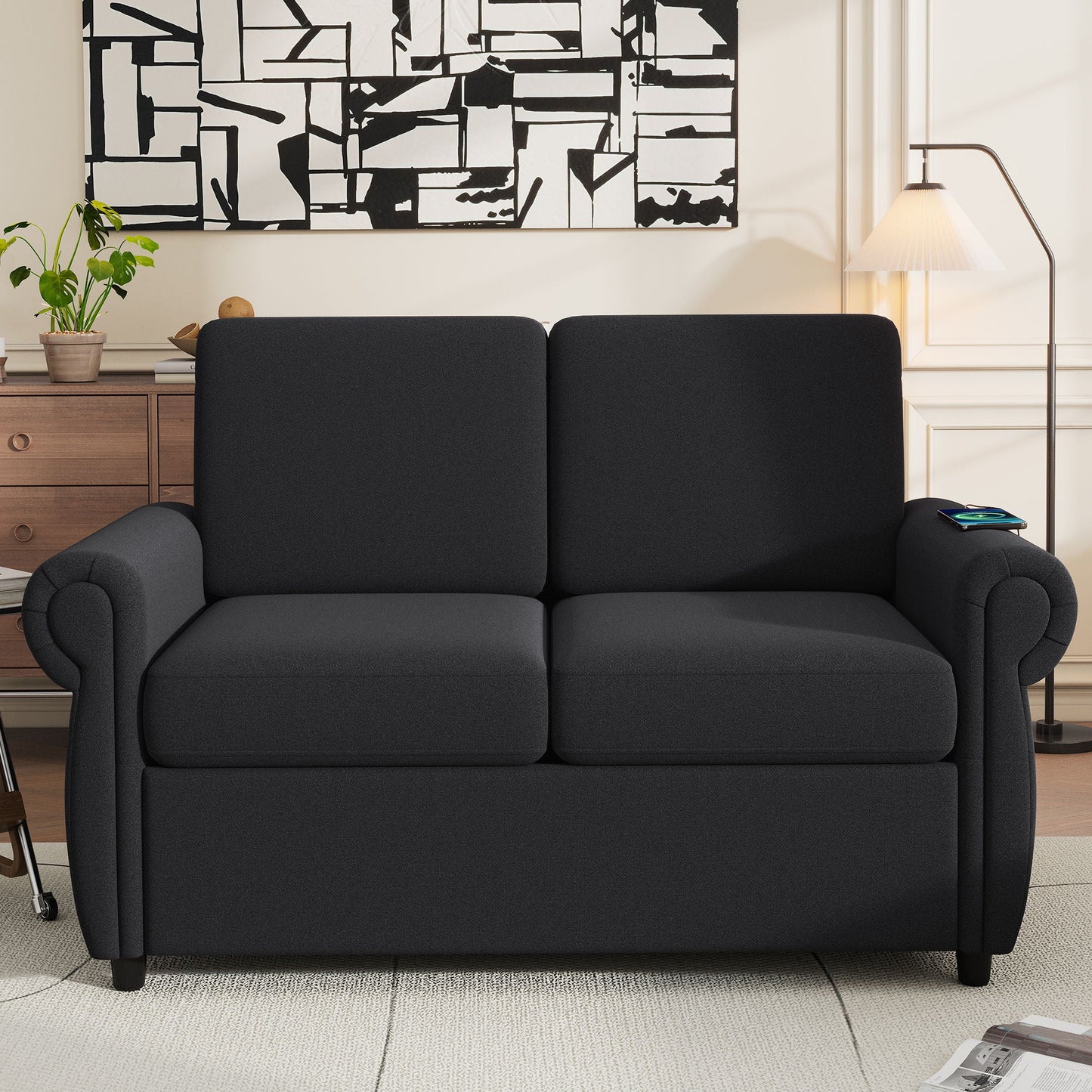 Pull Out Sofa Bed With Twin Memory Foam Mattress