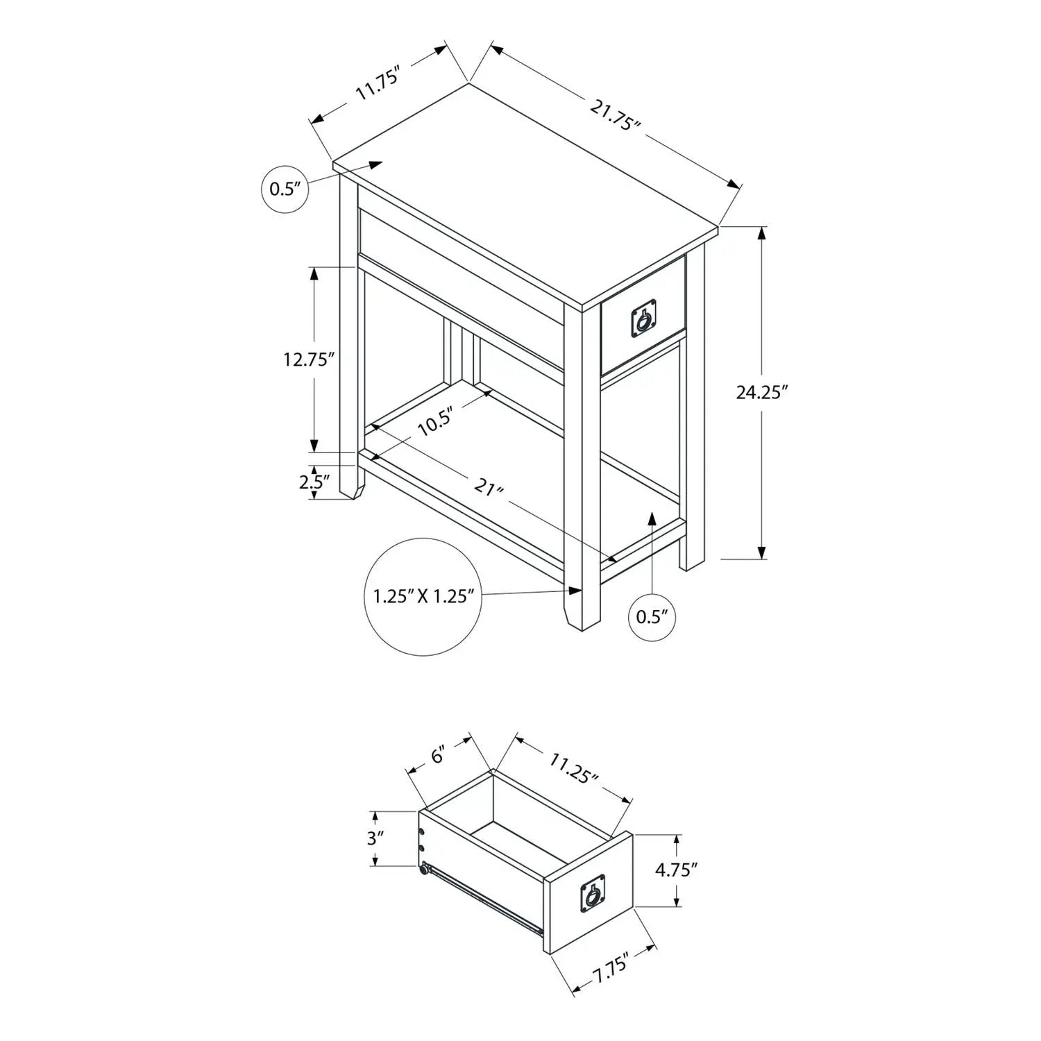 Accent end table, 2-tier narrow with drawer and open shelf by Unique Piece Furniture on Tampa Home & Garden Store