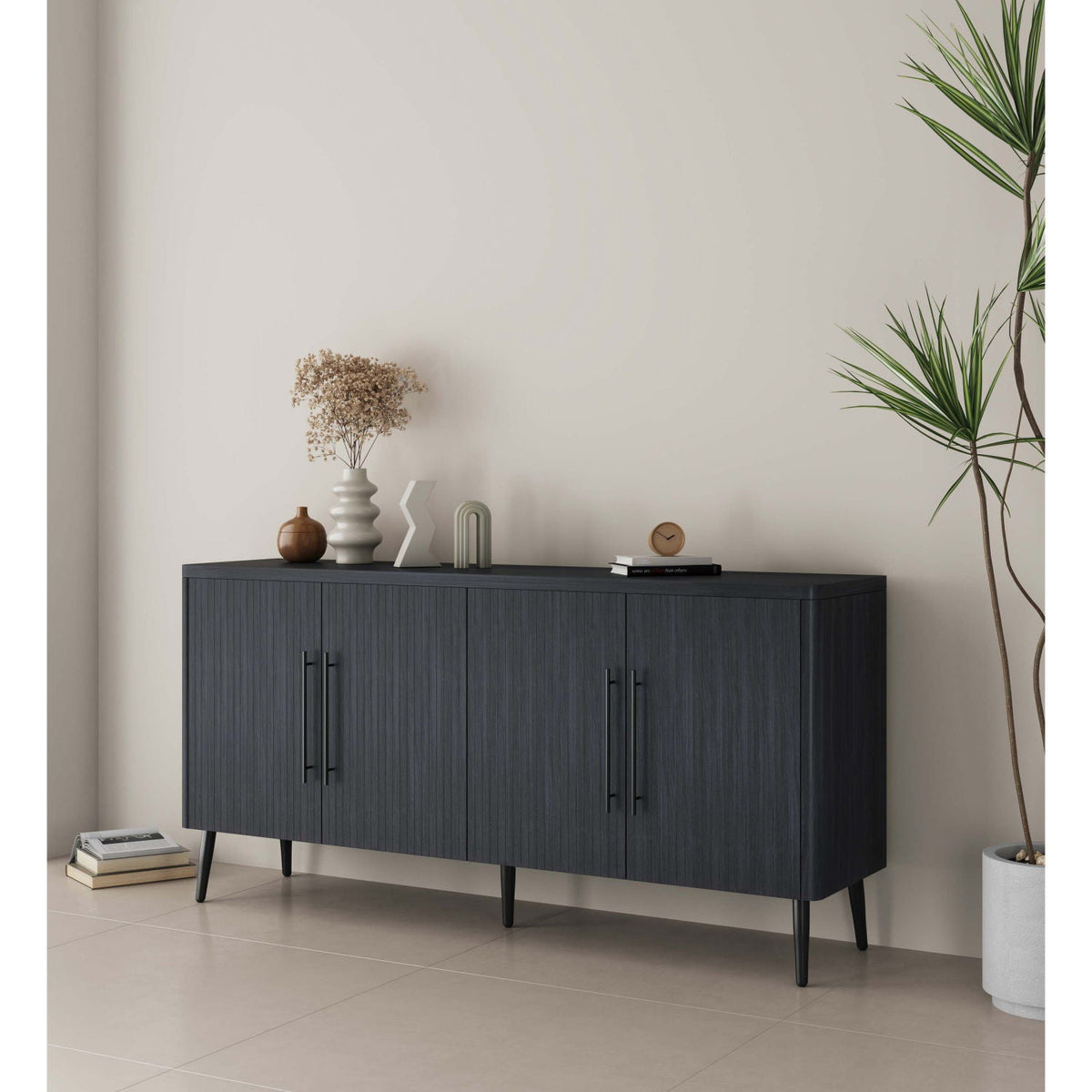 Mid-Century Modern Sideboard with adjustable shelves in dark gray, HouseOfZazla on Tampa Home & Garden Store