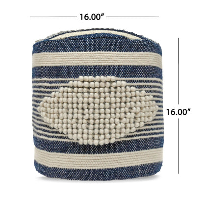Diamond Handcrafted Cylindrical Wool Pouf