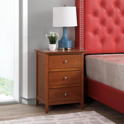 Daniel Nightstand With 3 Drawers In Wood Veneer
