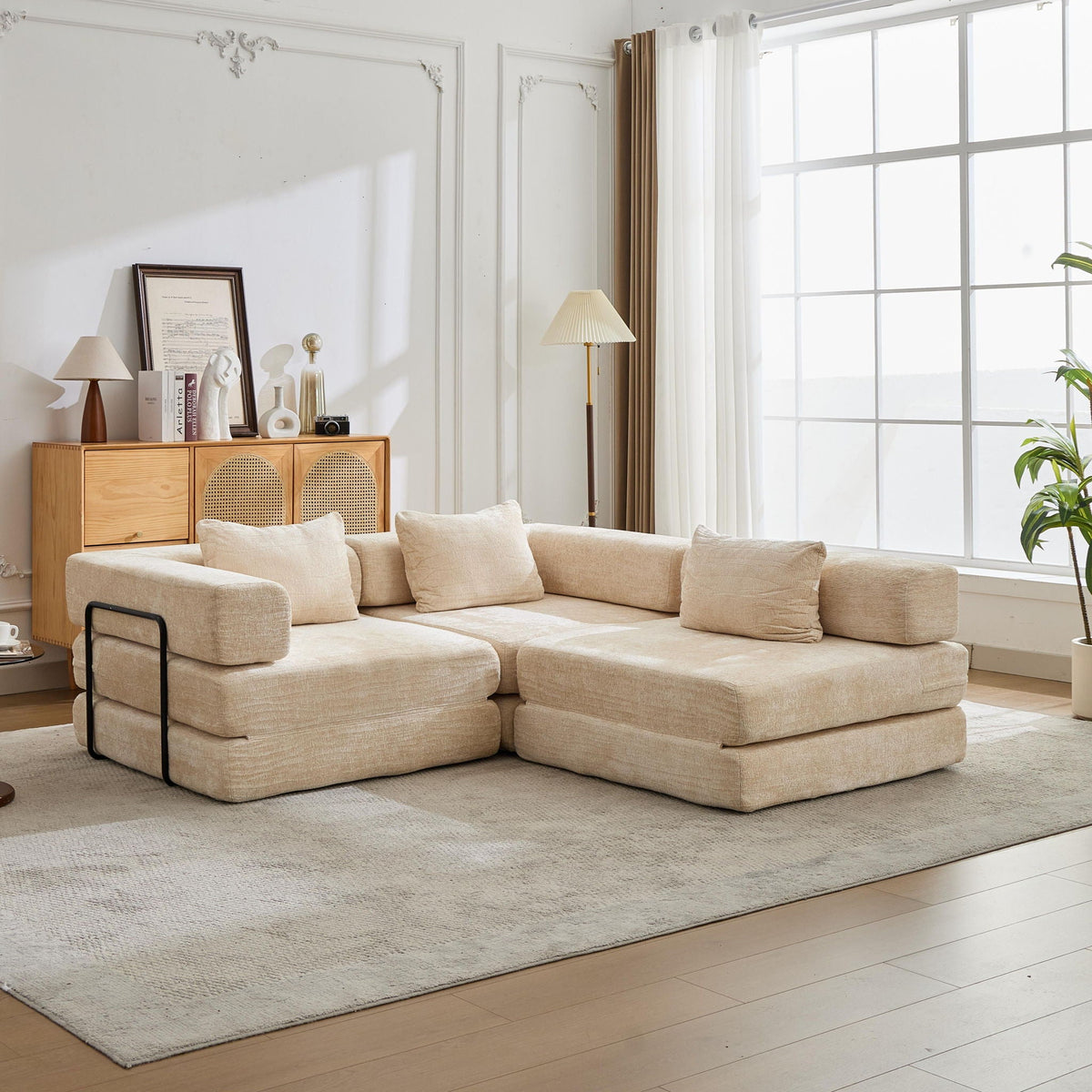 Convertible Floor Sofa Bed by HouseOfZazla, beige modular sectional futon sofa on Tampa Home & Garden Store