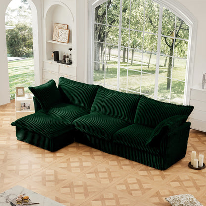 Corduroy L Shaped Slipcovered Sectional For Home