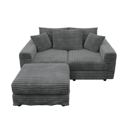 Deep Seat Sofa Bed With Ottoman and Soft Pillows