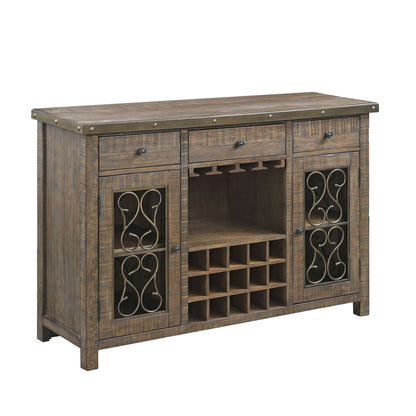 Raphaela server with cup holder and wine rack in cherry finish by HouseOfZazla on Tampa Home & Garden Store