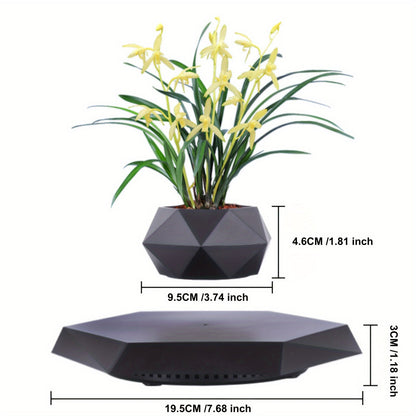 Magnetic Levitating Plant Pot – Rotating Floating Geometric Bonsai Planter Indoor
