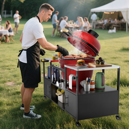 Stainless Steel Outdoor Grill Cart and Table