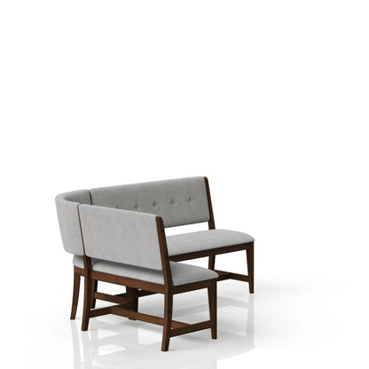 Curved Dining Bench Upholstered Beige Reversible