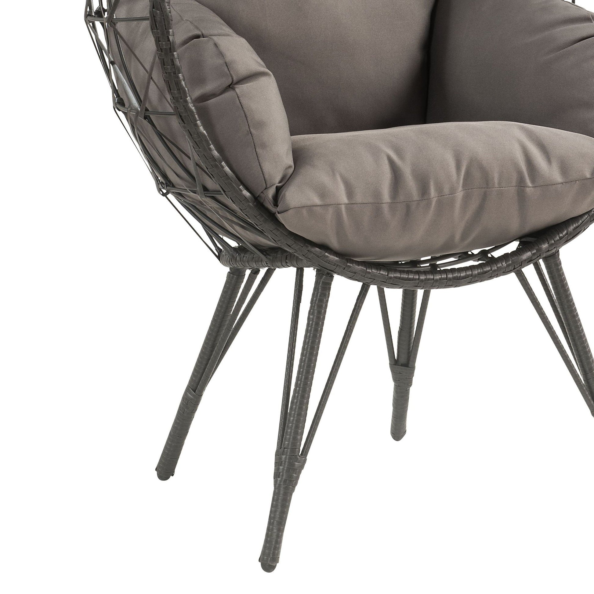 Aeven patio lounge chair light gray cushions on dark wicker frame outdoor chair on Tampa Home & Garden Store