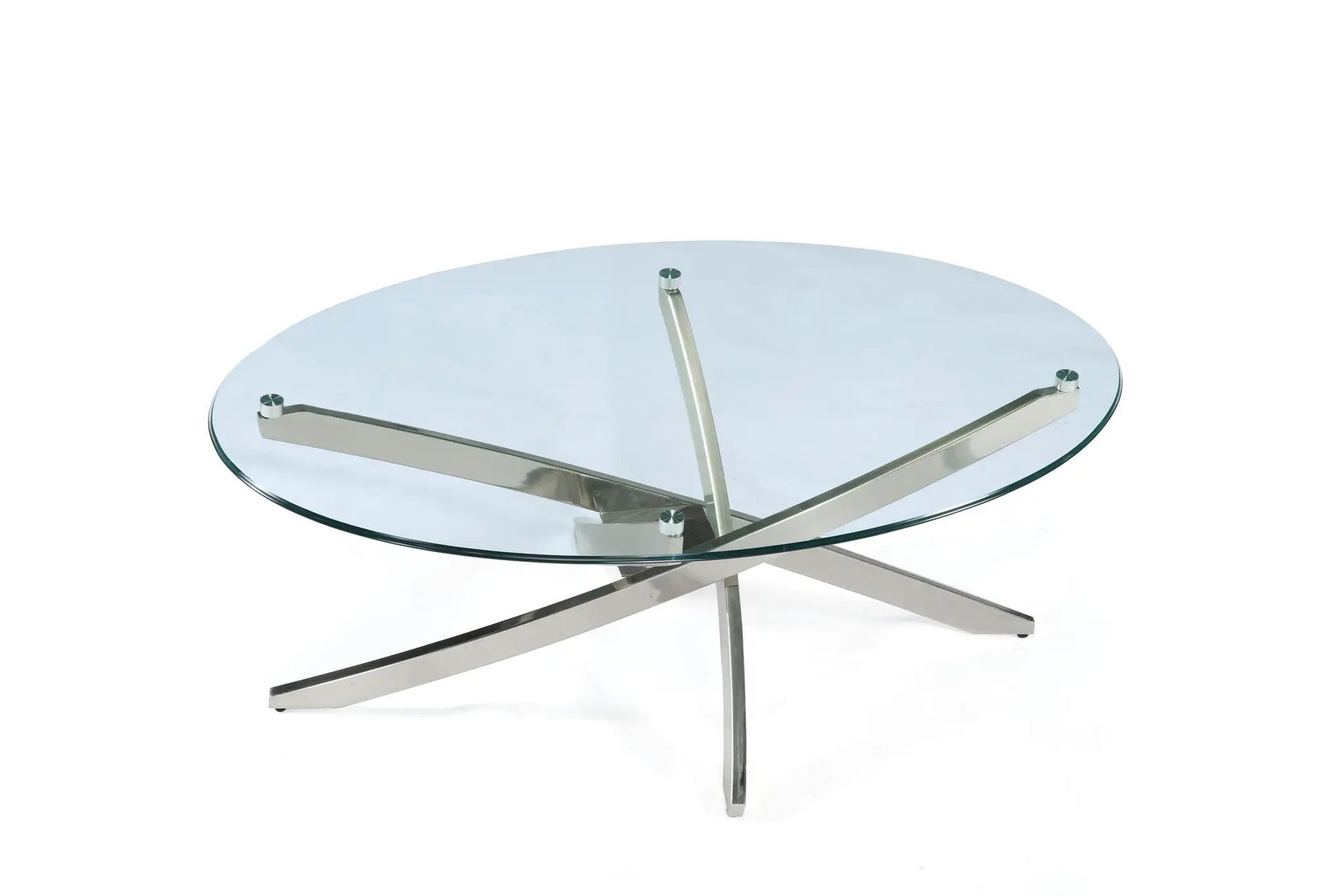 Zila end table with round glass top and chrome metal base by Unique Piece Furniture on Tampa Home & Garden Store