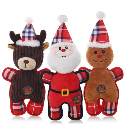 Christmas plush bite-resistant pet toy set, 3-pack: Santa, reindeer, husky, K9 Tuff Guard on Tampa Home & Garden Store