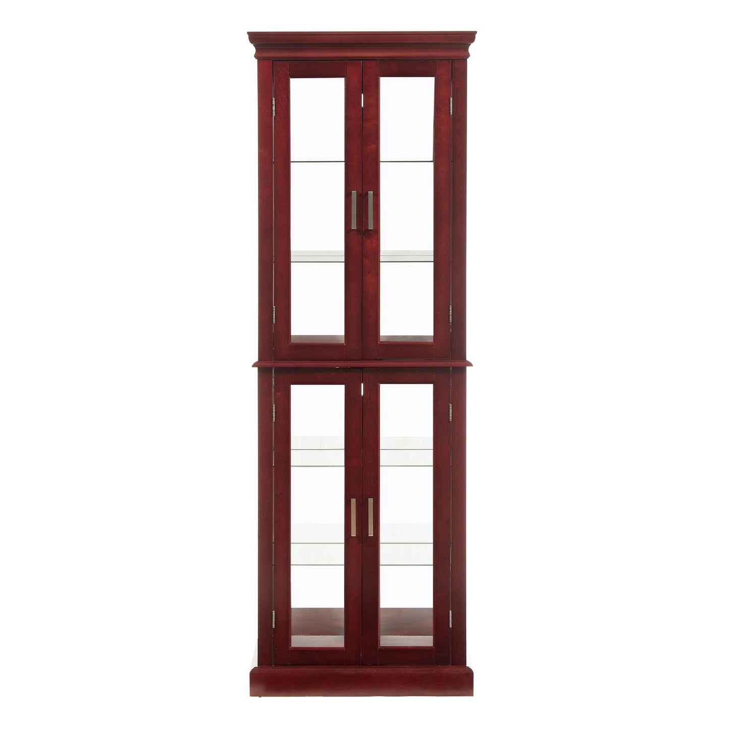 HouseOfZazla lighted curio cabinet with adjustable glass shelves and mirrored back in dark wood on Tampa Home & Garden Store