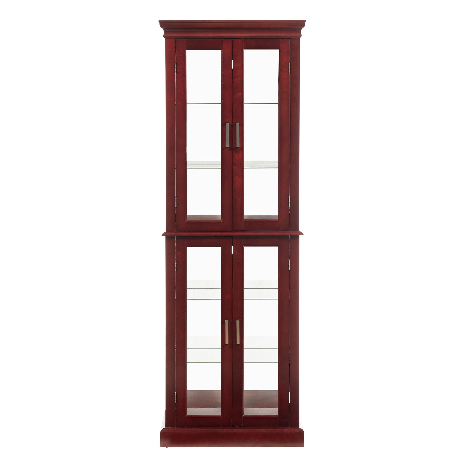 HouseOfZazla lighted curio cabinet with adjustable glass shelves and mirrored back in dark wood on Tampa Home & Garden Store