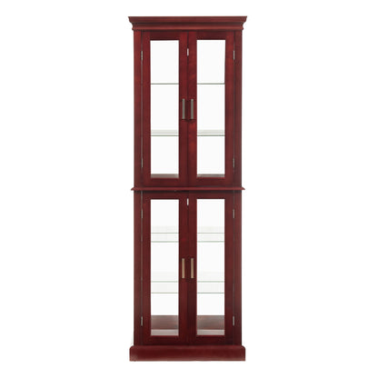 HouseOfZazla lighted curio cabinet with adjustable glass shelves and mirrored back in dark wood on Tampa Home & Garden Store
