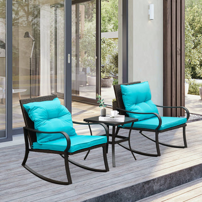 Metal Patio Rocking Bench and Two Cushions