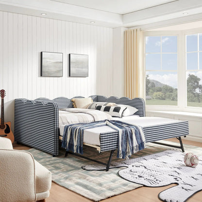 Gingham Daybed With USB Port and Wave Design