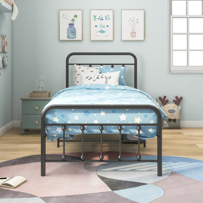 Tara Victorian-Style Steel Bed Frame in black metal with curved headboard by HouseOfZazla on Tampa Home & Garden Store