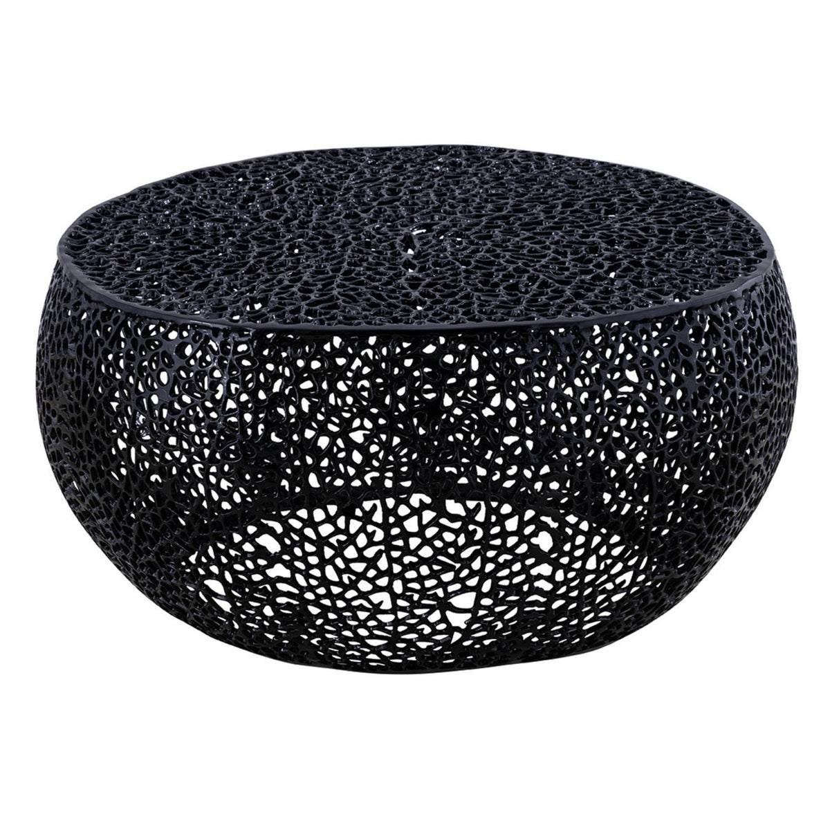 Round coffee table with black aluminum lattice frame by HouseOfZazla on Tampa Home & Garden Store