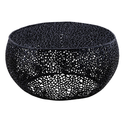 Round coffee table with black aluminum lattice frame by HouseOfZazla on Tampa Home & Garden Store