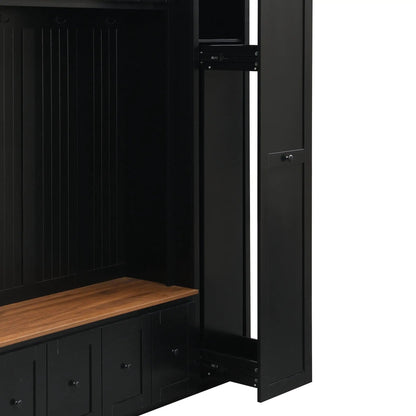 Black entryway hall tree with storage bench and cabinets by Unique Piece Furniture on Tampa Home & Garden Store