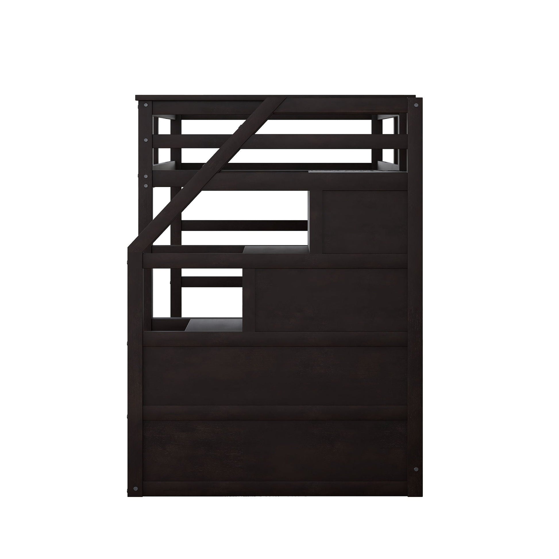 Twin over twin bunk bed with twin trundle and 3 storage stairs, espresso by HouseOfZazla on Tampa Home & Garden Store