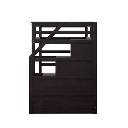 Twin over twin bunk bed with twin trundle and 3 storage stairs, espresso by HouseOfZazla on Tampa Home & Garden Store