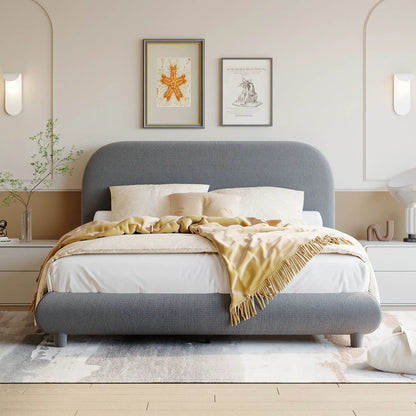 Upholstered Platform Bed With Thick Solid Frame