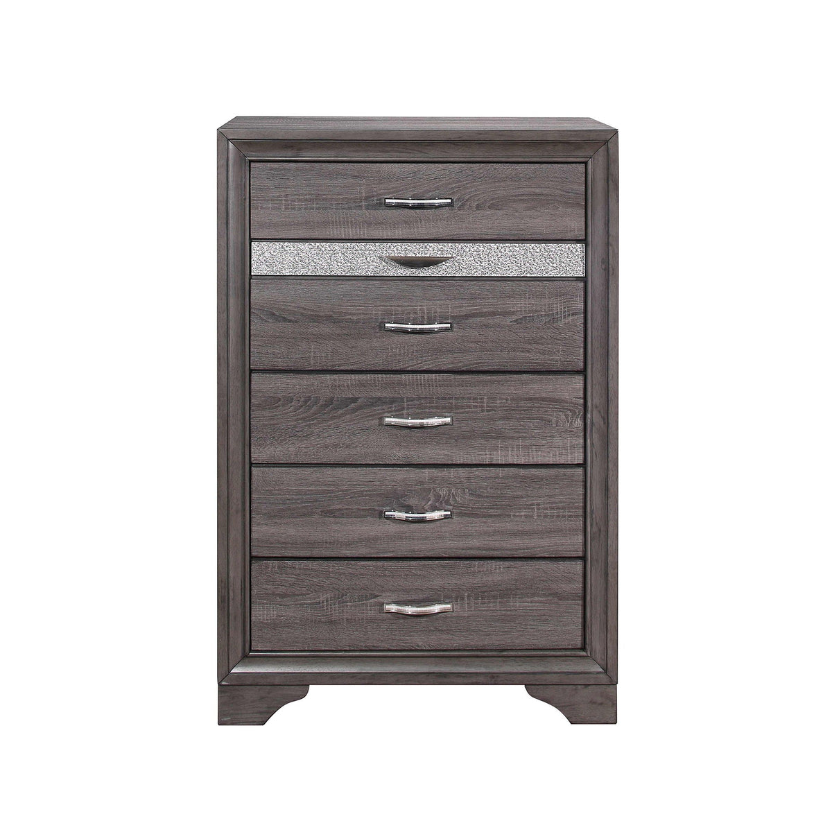 Gray sparkle accent chest with jewelry drawer in dark wood finish by HouseOfZazla on Tampa Home & Garden Store