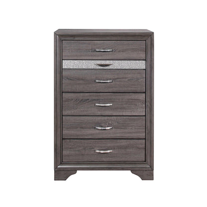Gray sparkle accent chest with jewelry drawer in dark wood finish by HouseOfZazla on Tampa Home & Garden Store