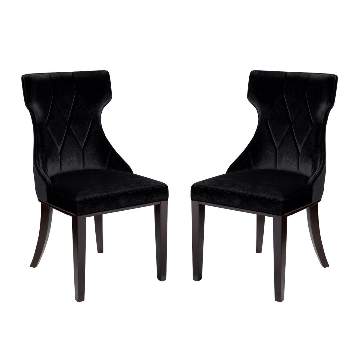 Reine dining chair set of 2 in black velvet with solid wood legs on Tampa Home & Garden Store